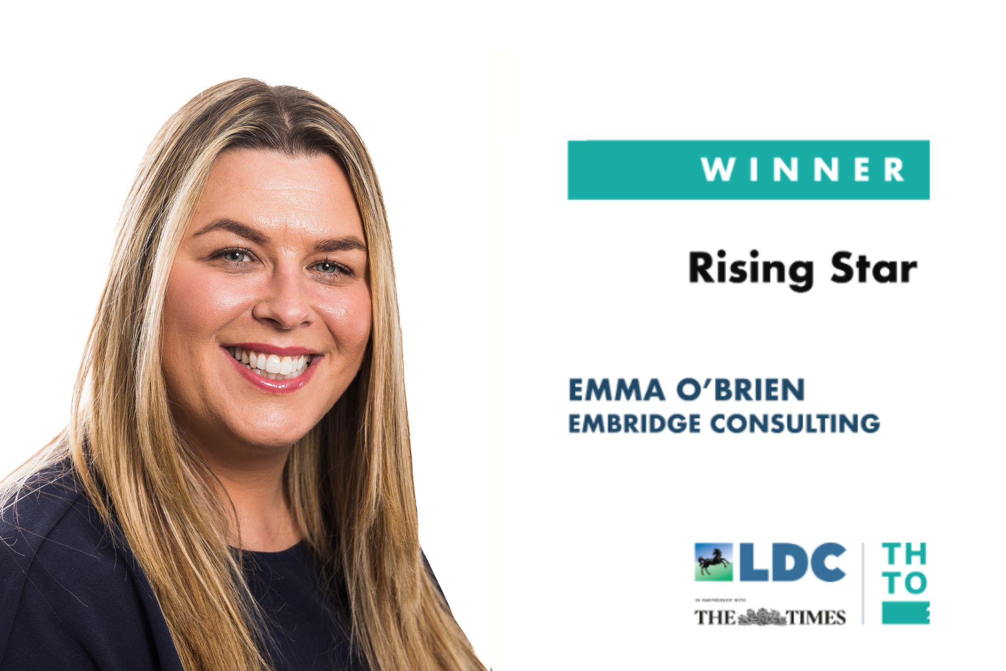 Embridge Consulting’s Emma O’Brien has been named a Rising Star at LDC’s Top 50 Most Ambitious Business Leaders Programme