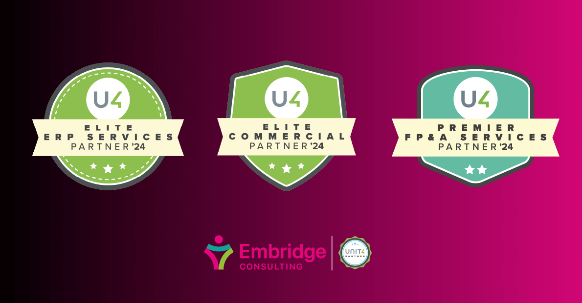 Embridge Consulting achieves higher tier Unit4 Partner Status