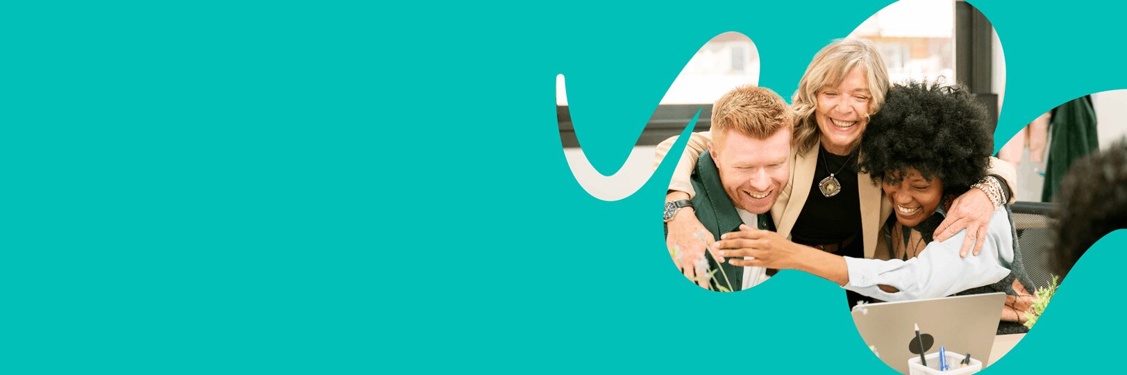 Embridge Consulting Unit4 Partners and Accreditations banner, showing three people smiling and embracing