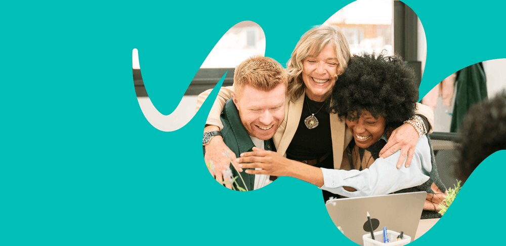 Embridge Consulting Unit4 Partners and Accreditations banner, showing three people smiling and embracing