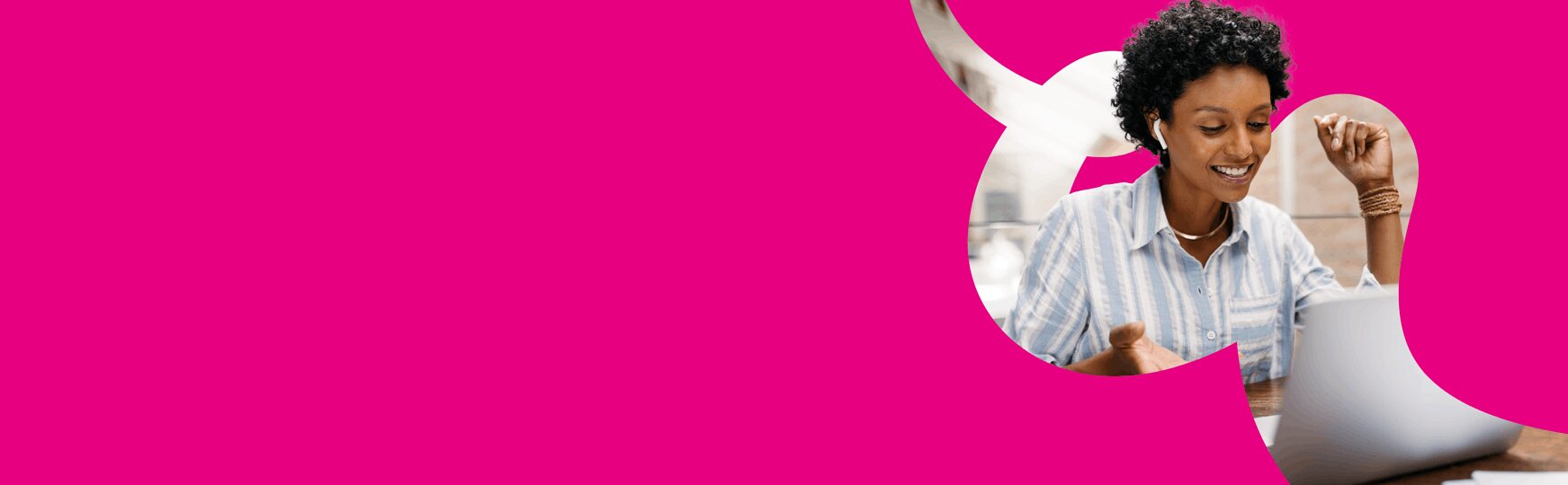 Embridge Consulting cover image of a woman smiling while using a laptop following an ERP implementation and strategic advisory services.